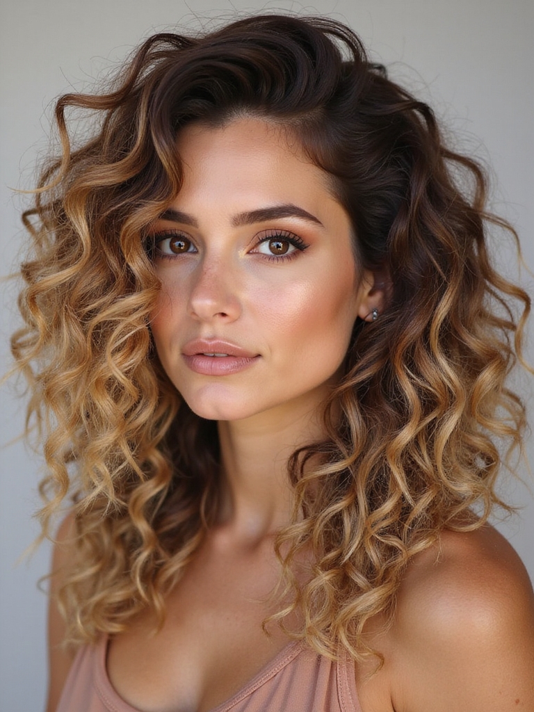 sun kissed highlighted curls technique