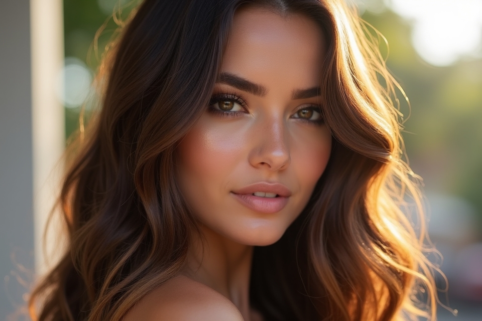 sunkissed brunette hair glow