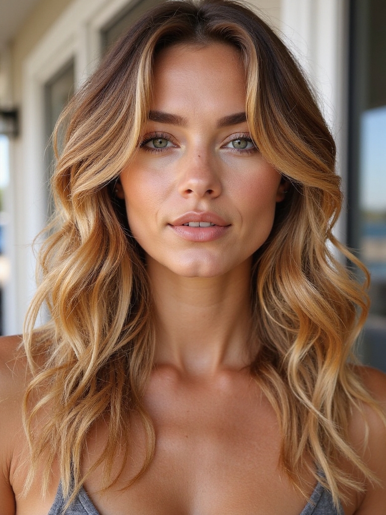 sunlit radiant caramel waves