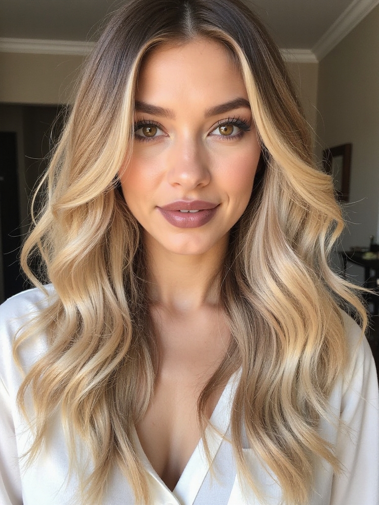 timeless beige blonde balayage