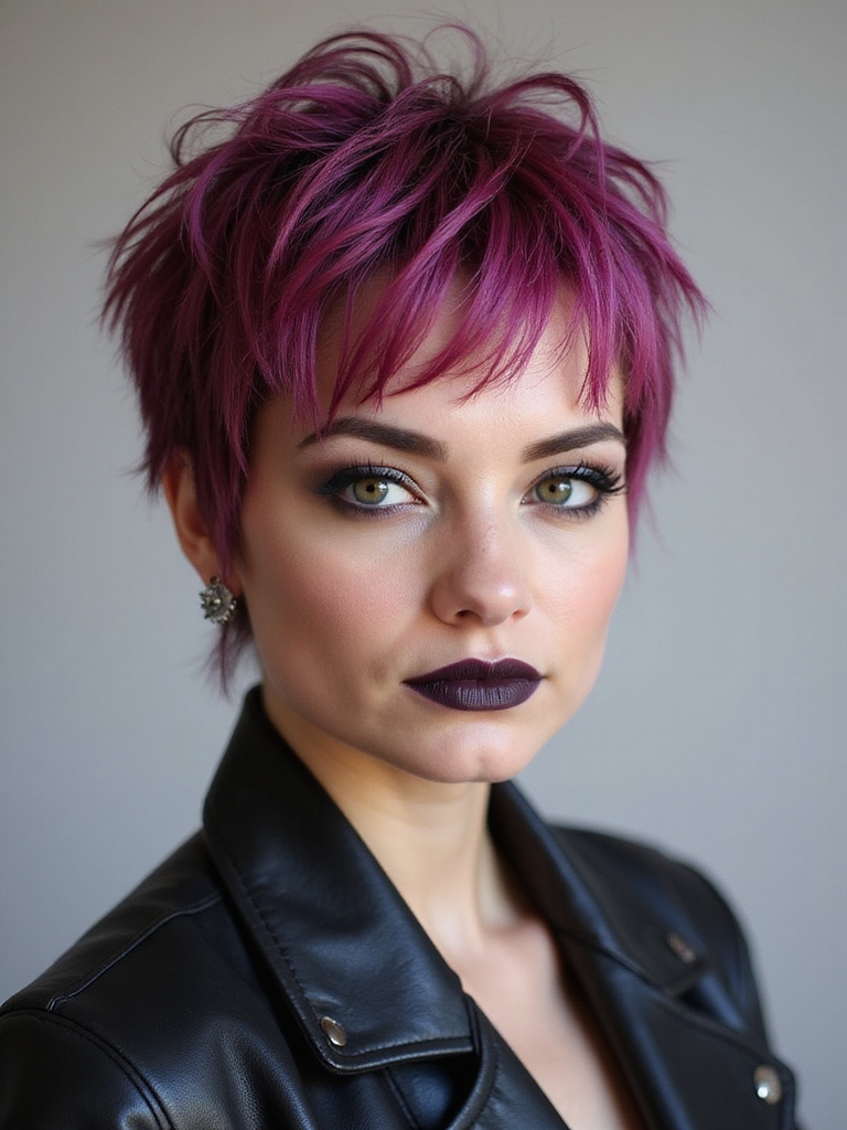 vibrant dark pink pixie