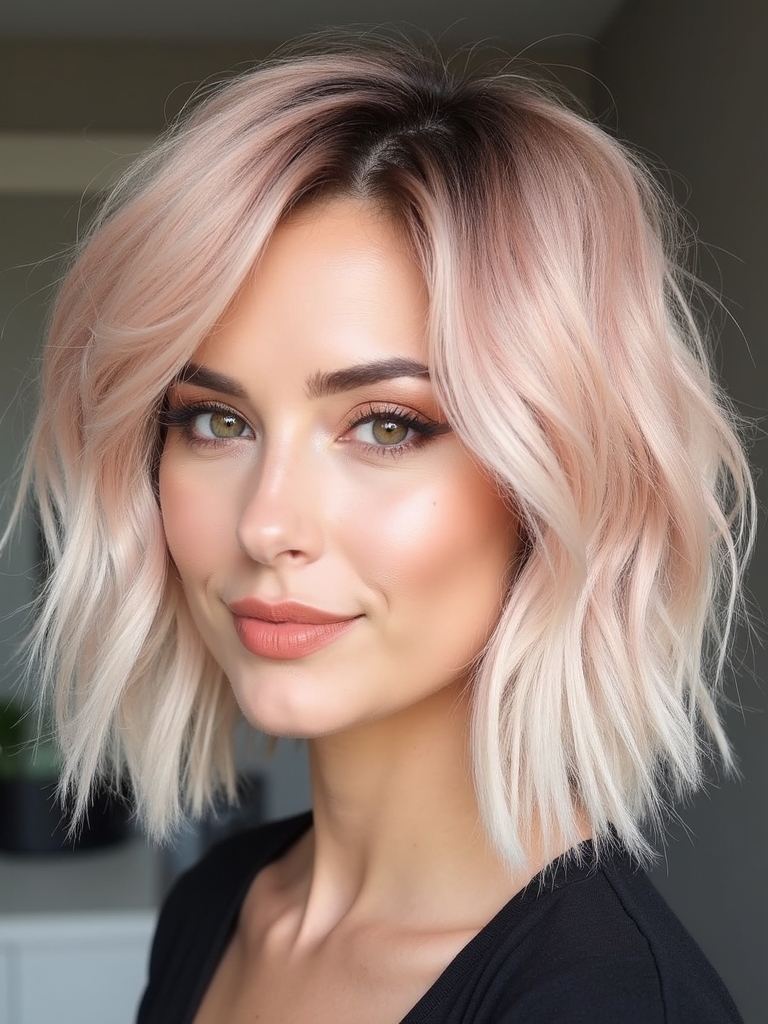 vibrant rose gold balayage