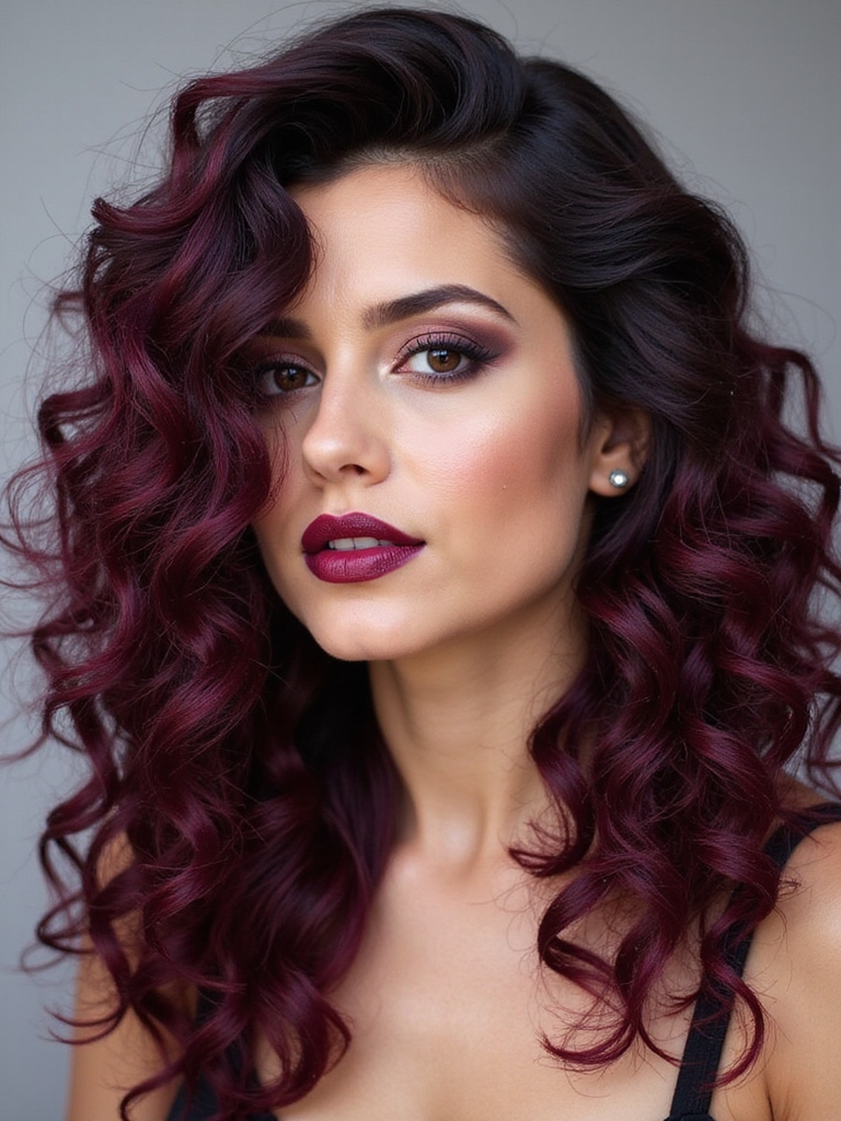 vibrant textured black cherry curls