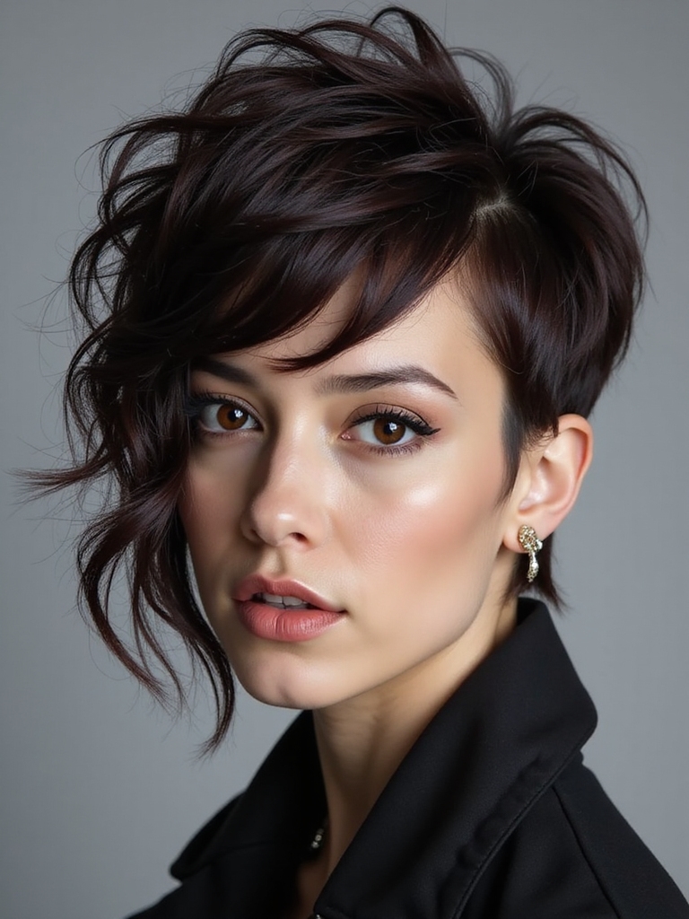 androgynous textured mullet shag