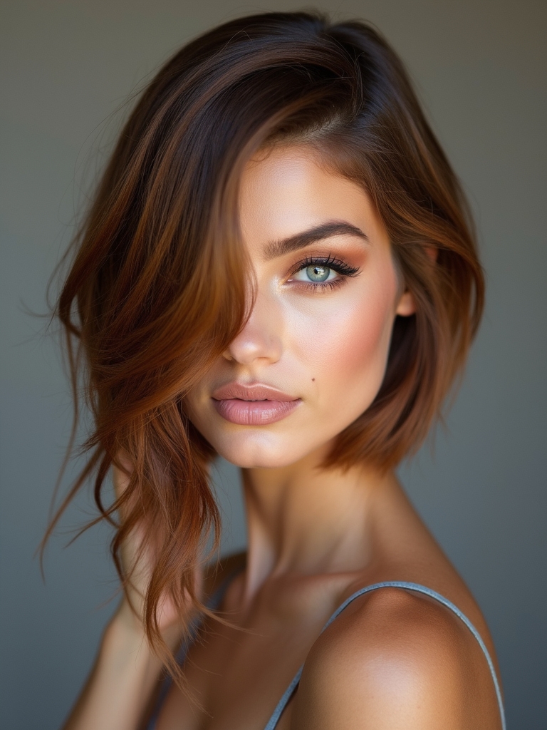 angled bob with face framing