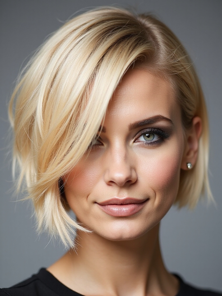 asymmetrical bob flatters faces