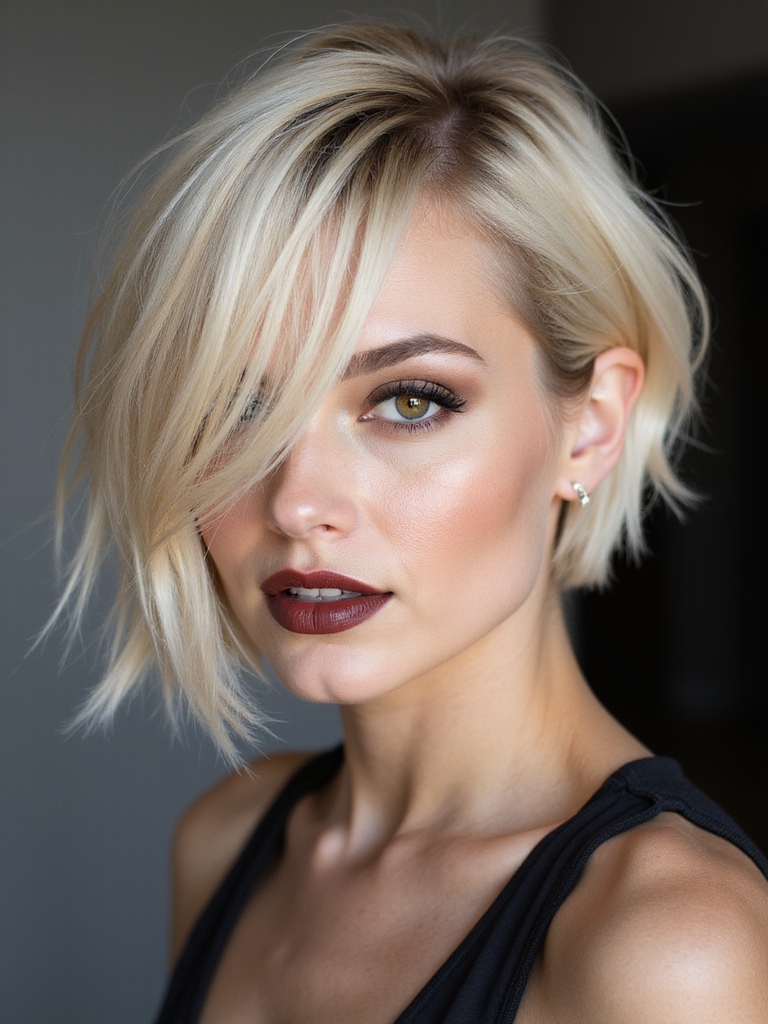 asymmetrical bob with texture