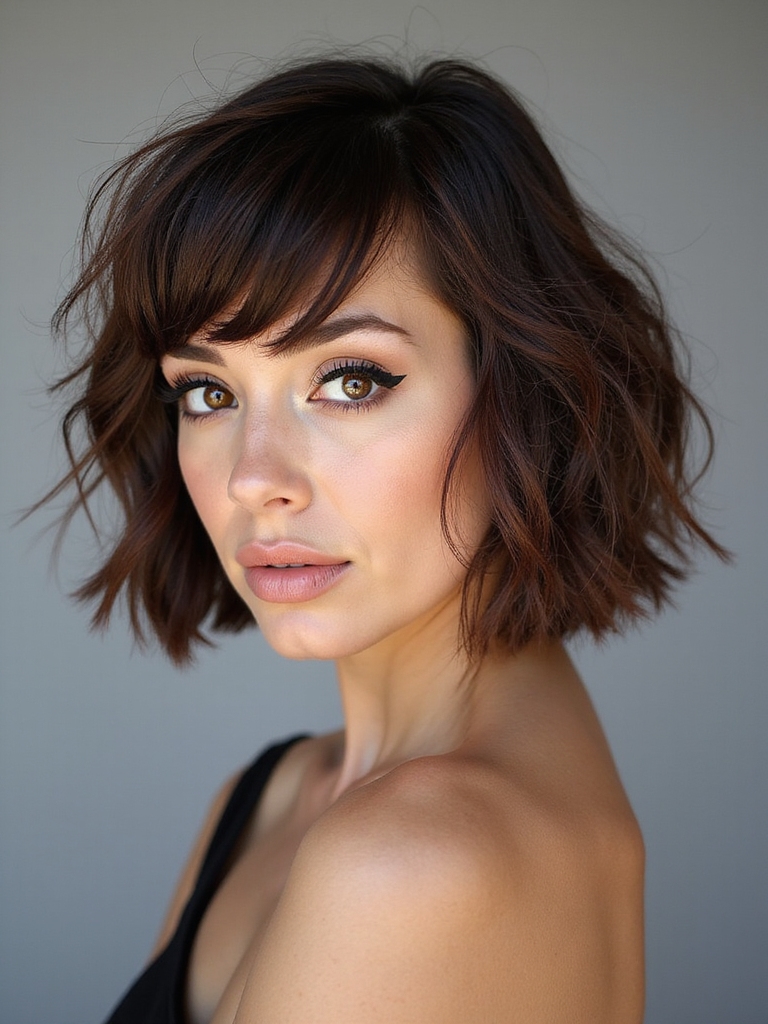 asymmetrical edgy textured face framing