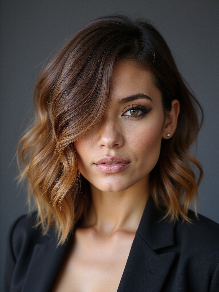 asymmetrical layered face framing cut