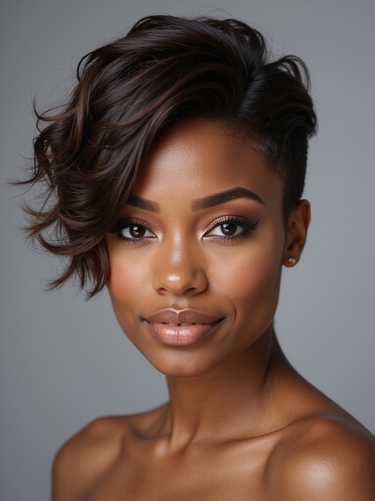 asymmetrical textured side swept pixie