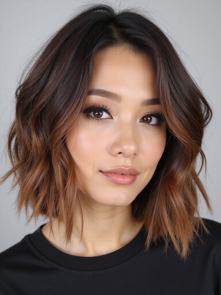 balayage enhanced layered bob texture