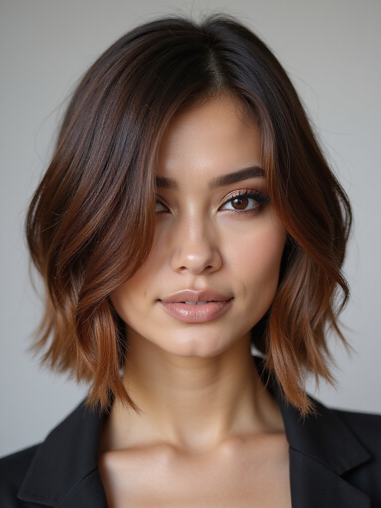 balayage face framing caramel highlights