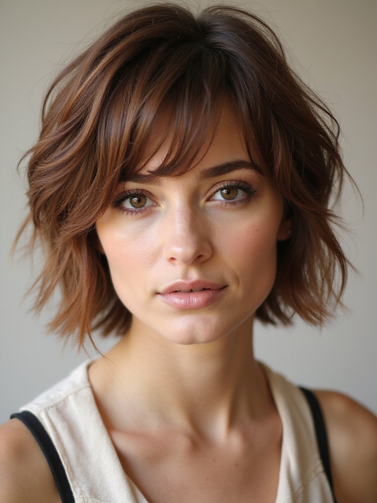 bangs define shag face framing