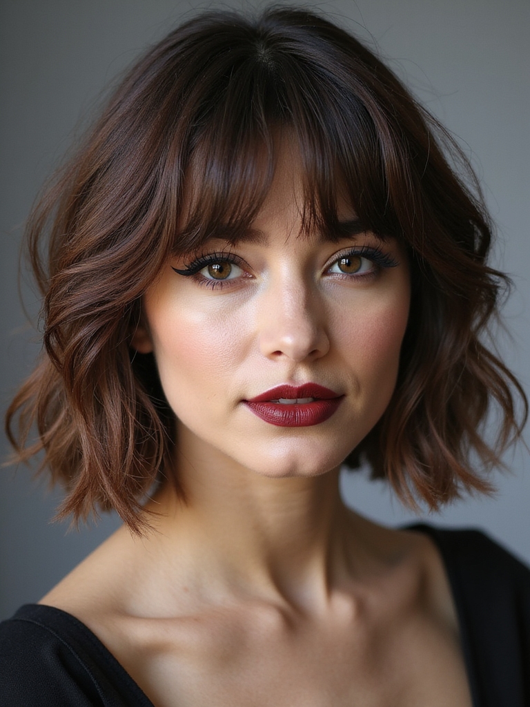 bangs tailored bob reflecting personality