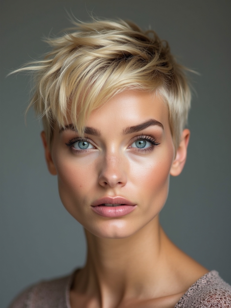 blonde pixie sleek or tousled