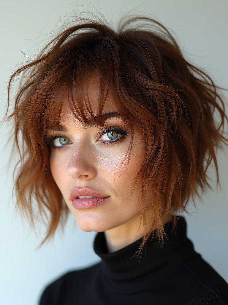 blow dry textured shag bob