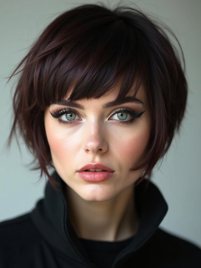 blunt bangs with layers