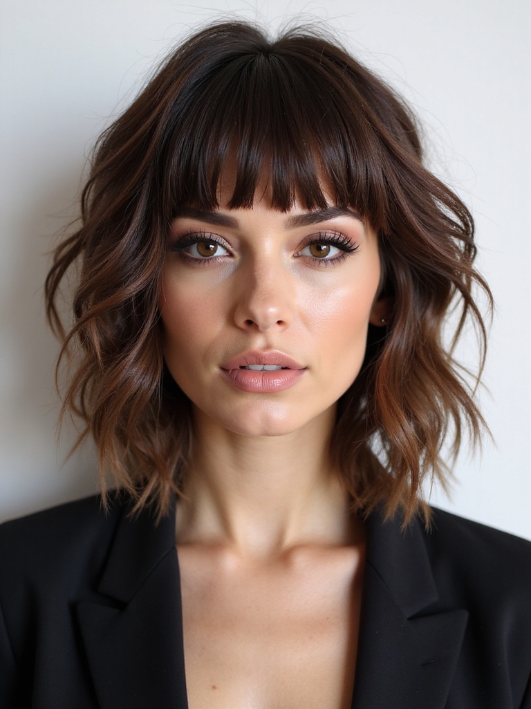 blunt choppy layered shag