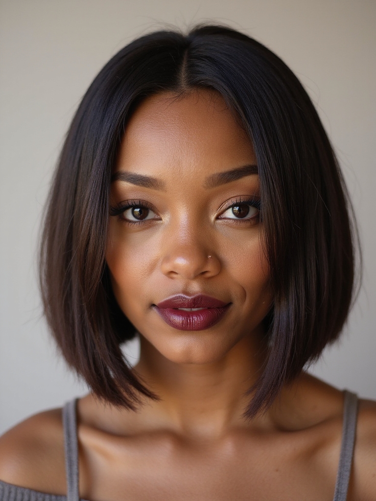 blunt cut textured natural bob