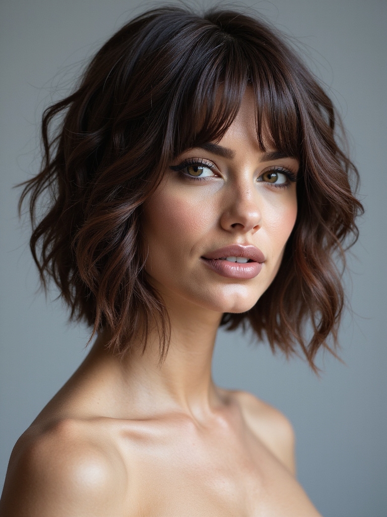 blunt edged choppy shag layers