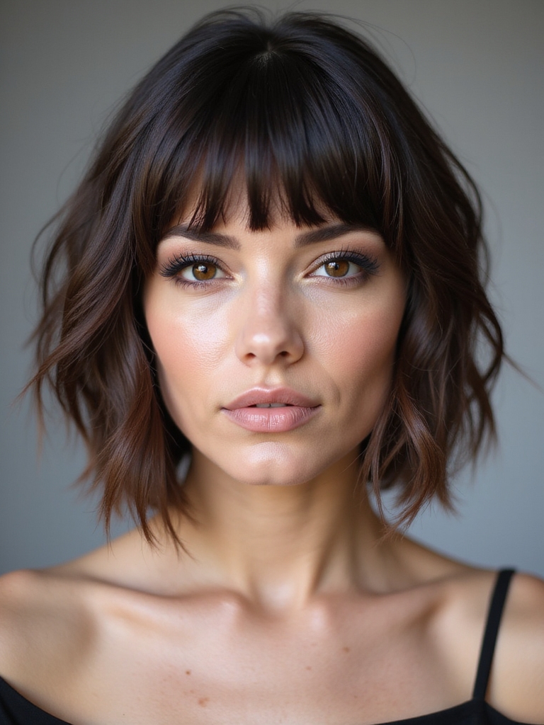 blunt textured shoulder length lob