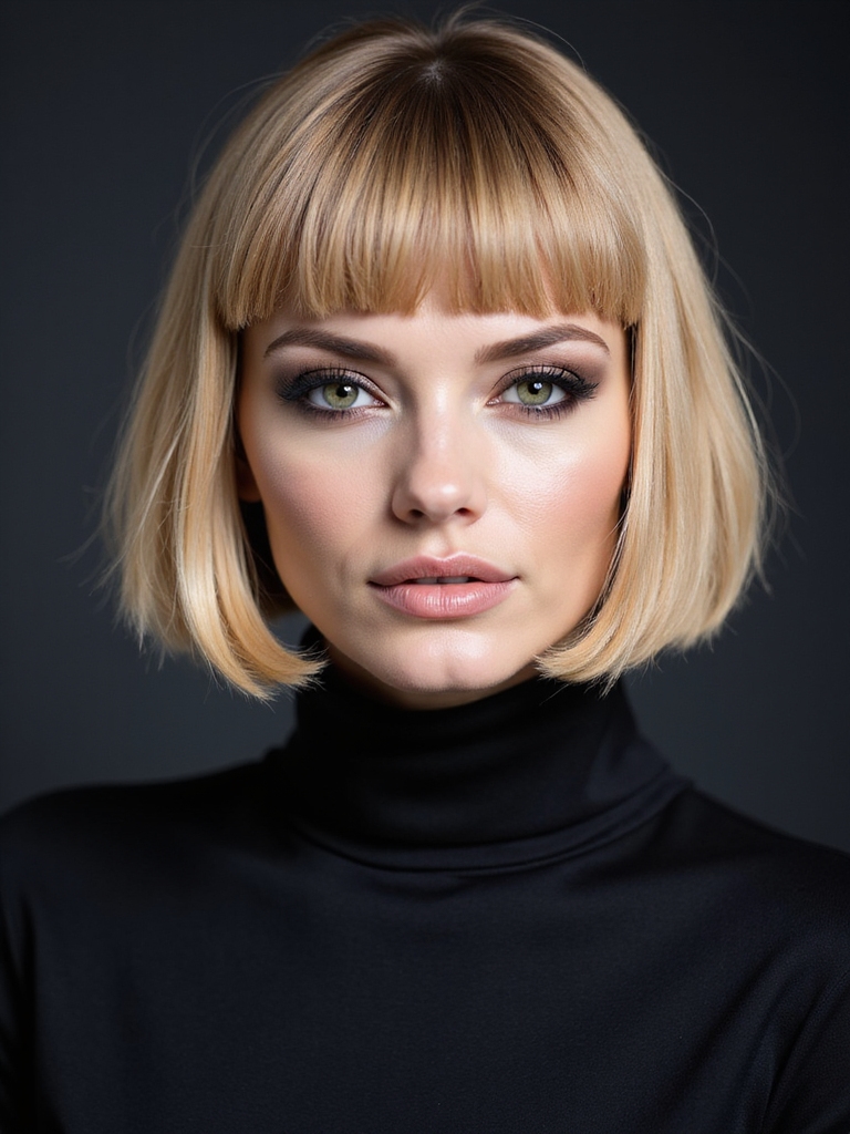 bobs with stylish bangs