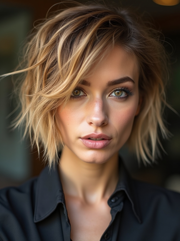 bold asymmetrical face framing layers