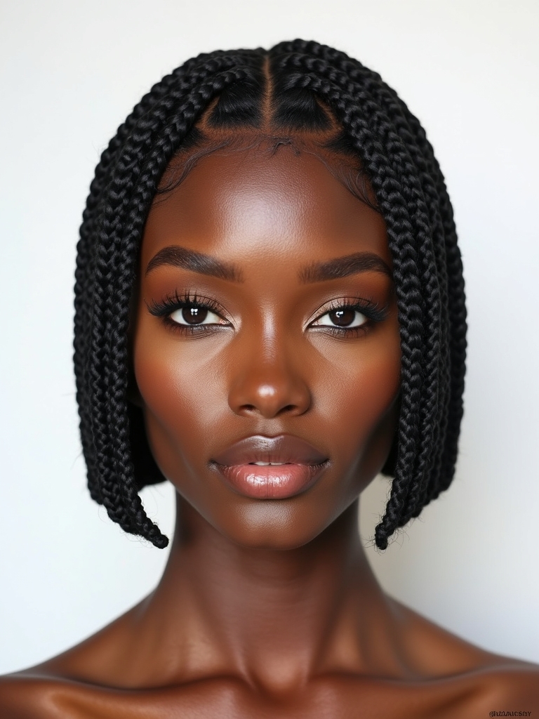 bold geometric cornrow bob