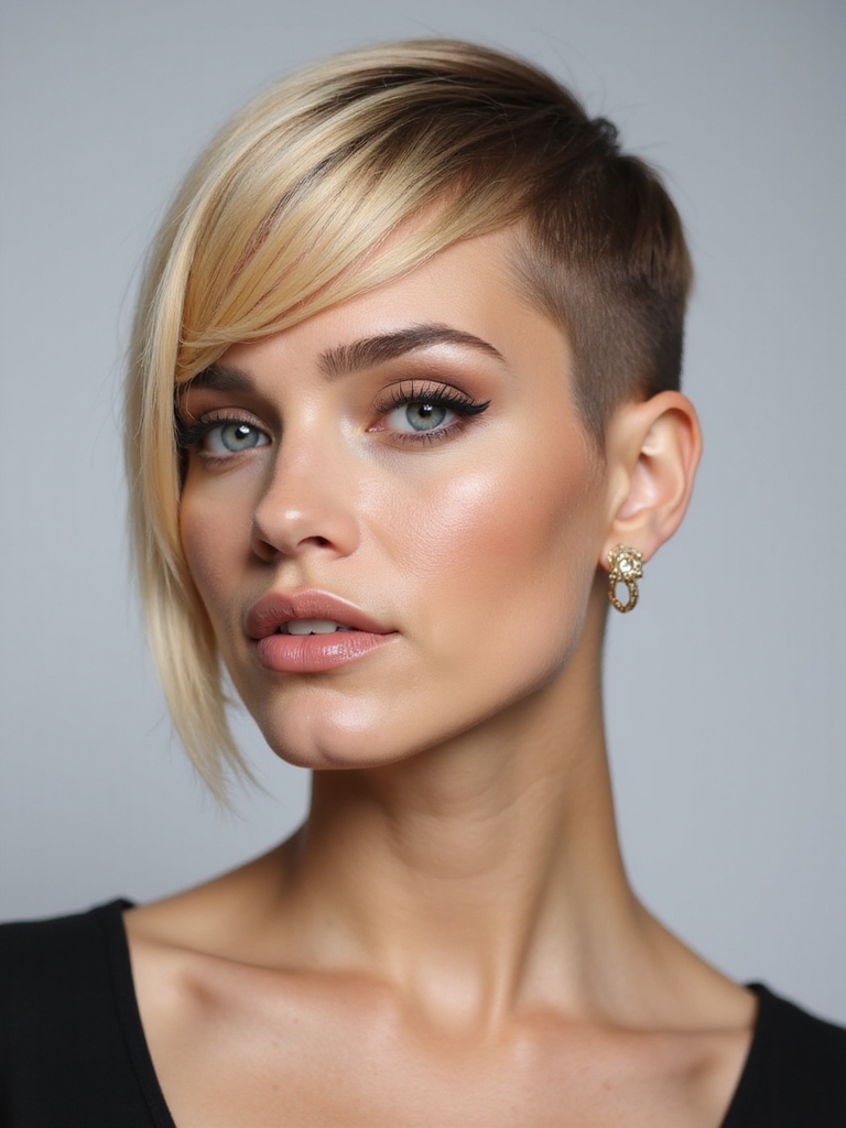 bold pixie with shaved sides