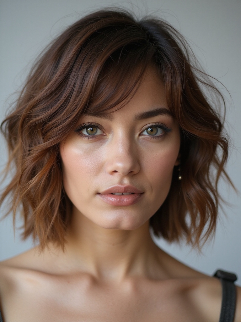 bold shag with baby bangs