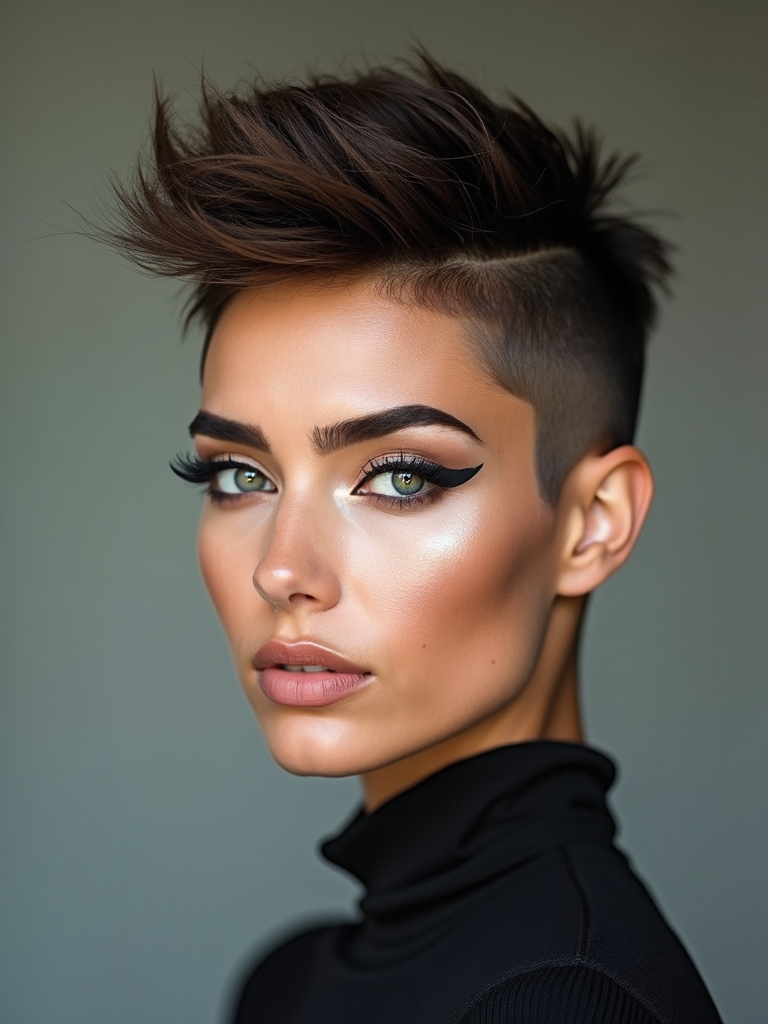 bold shaved sides textured pixie