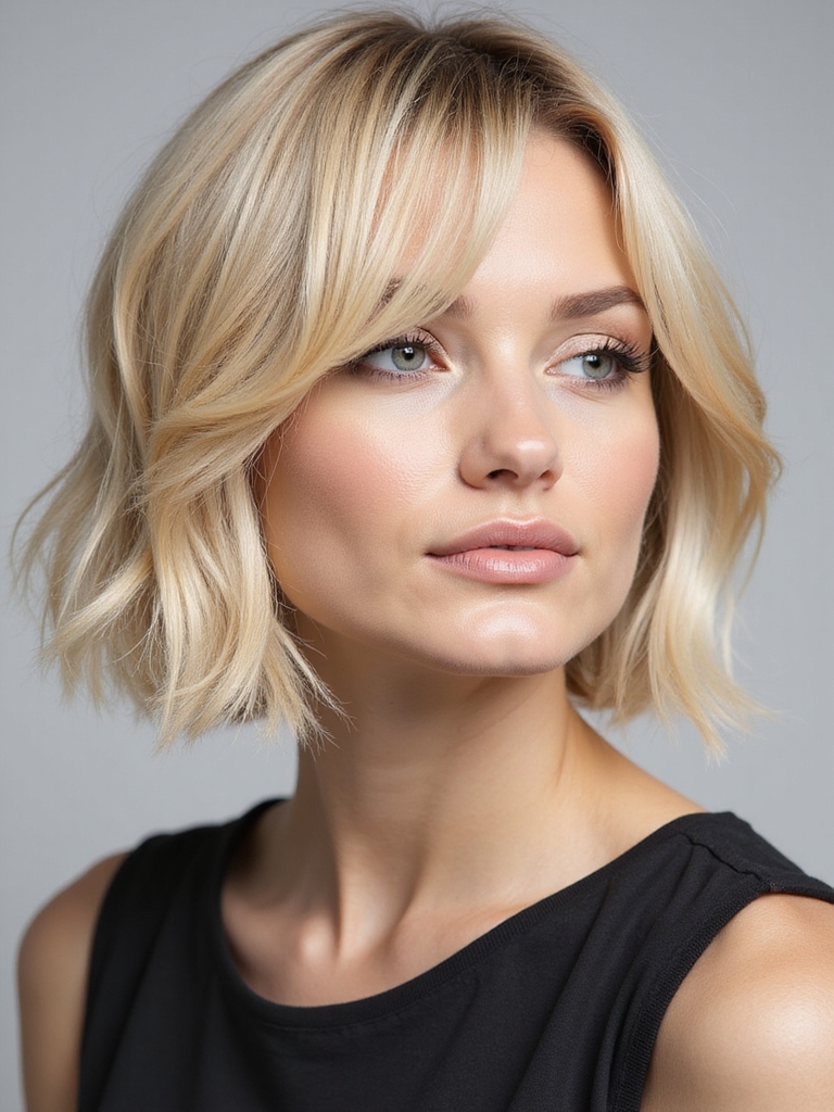 celebrity inspired textured blonde bobs