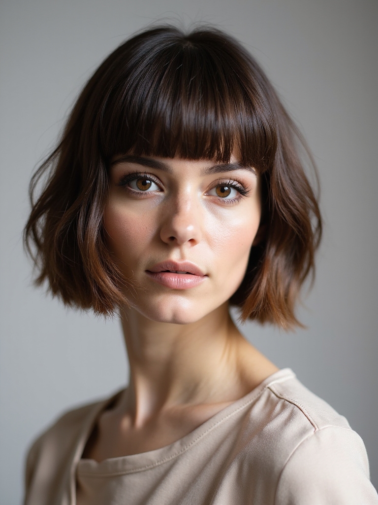 chic cropped bob with bangs
