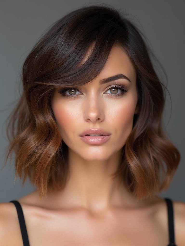 chin length bob side swept