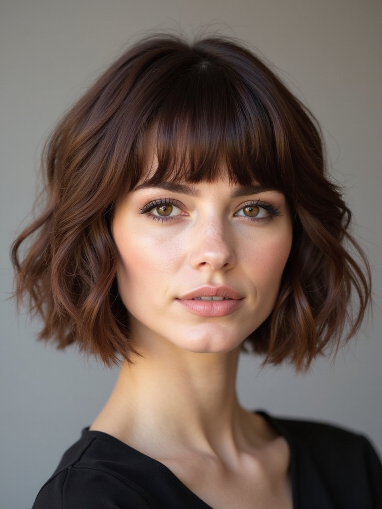 chin length bob with curtain bangs