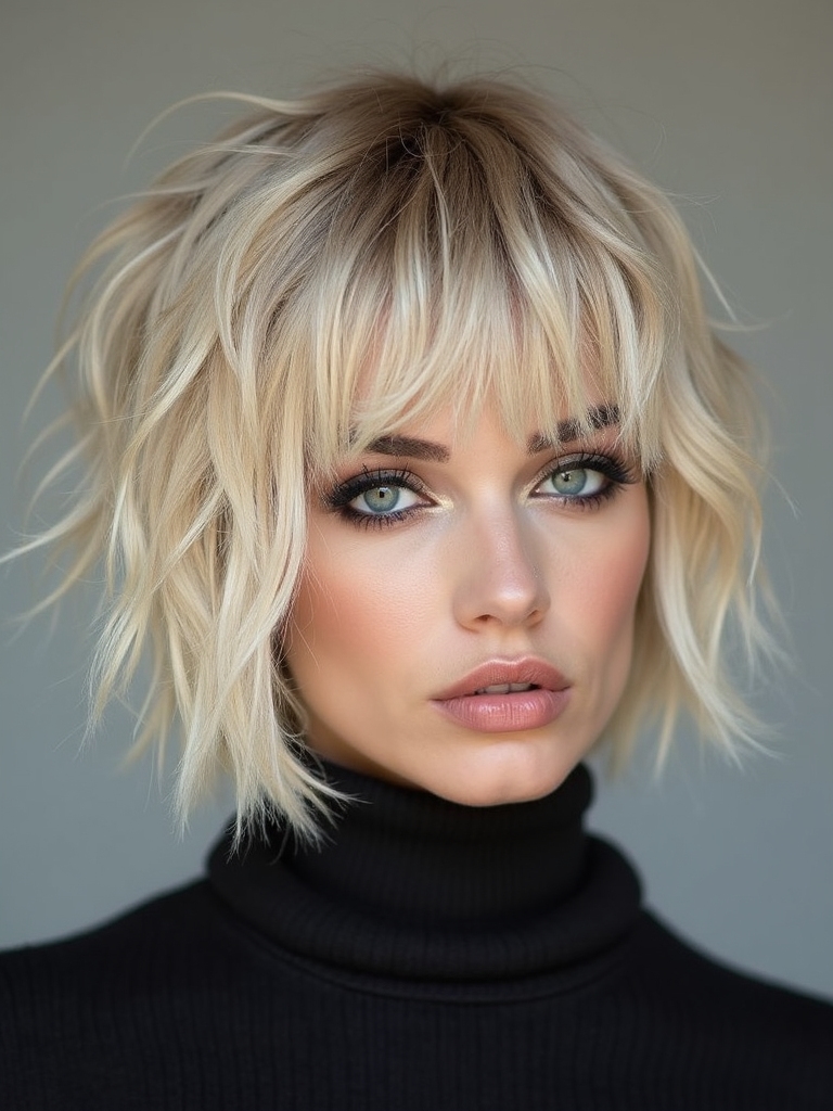 choppy blond textured bob