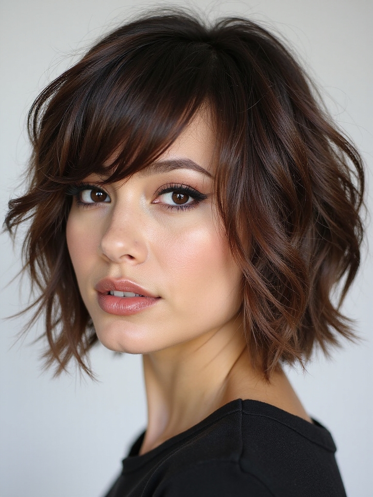 choppy chin length layered bob