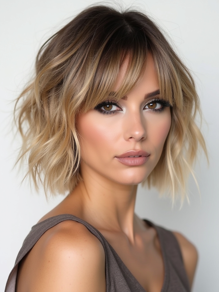 choppy layered sleek bob