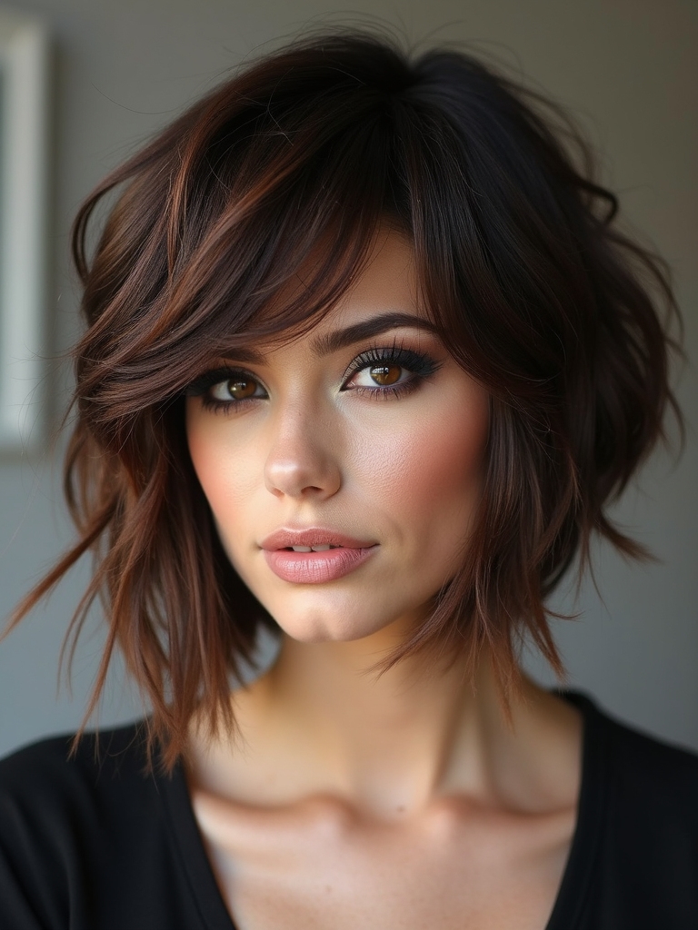 choppy layered textured bob
