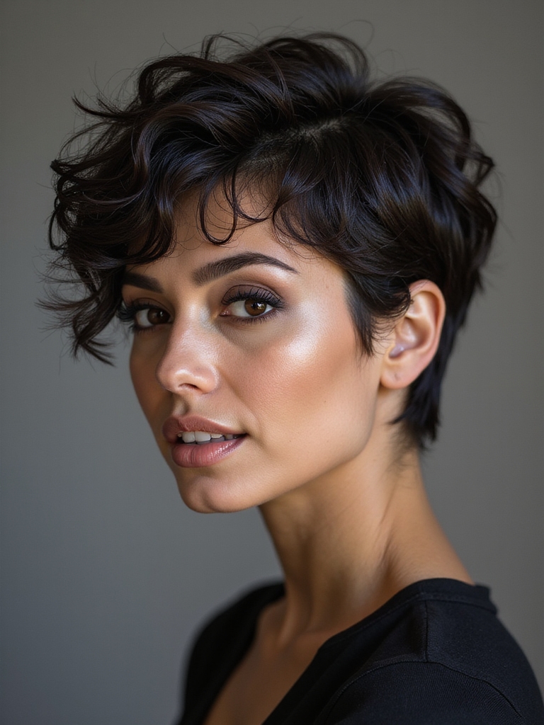 choppy layered textured curled pixie