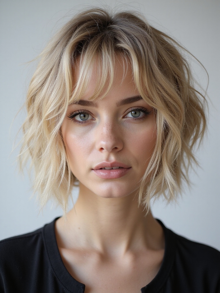 choppy shaggy bob for fine hair
