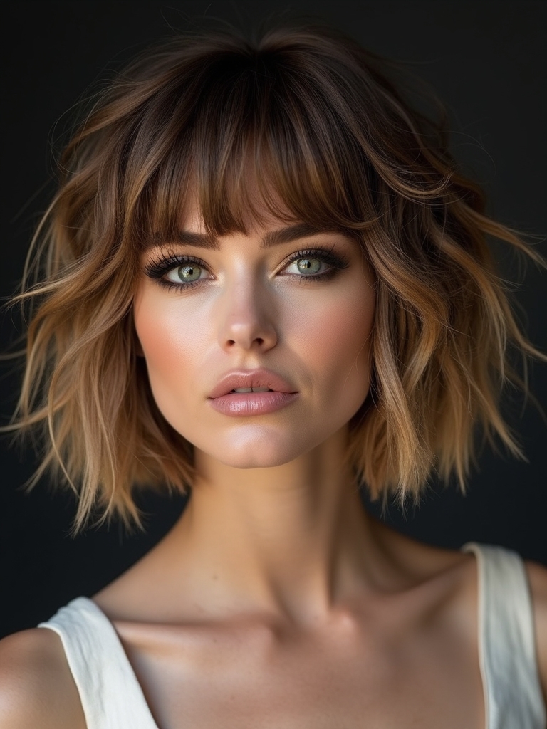 choppy shaggy textured bob