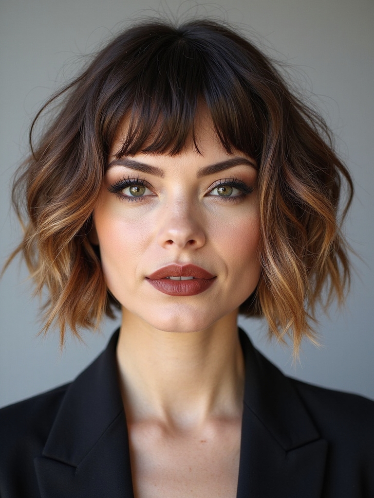 choppy textured bob haircut