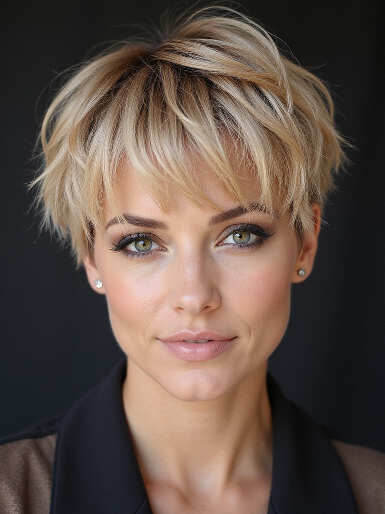 choppy textured dimensional pixie