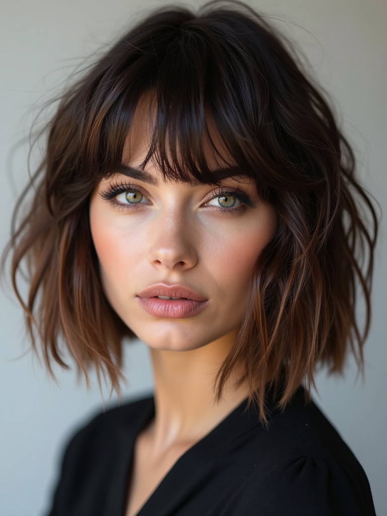 choppy textured intentionally imperfect bob