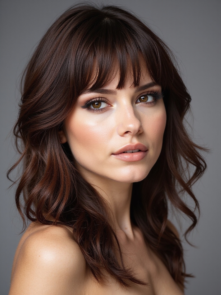 choppy textured layers with bangs