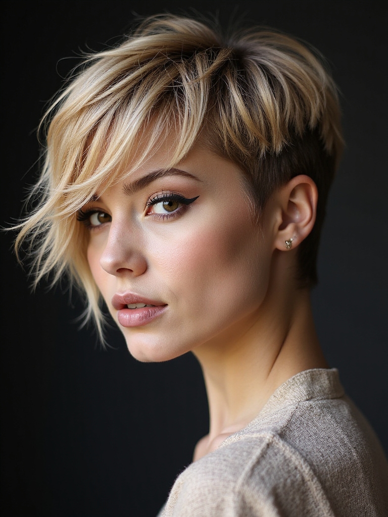 choppy textured pixie bangs