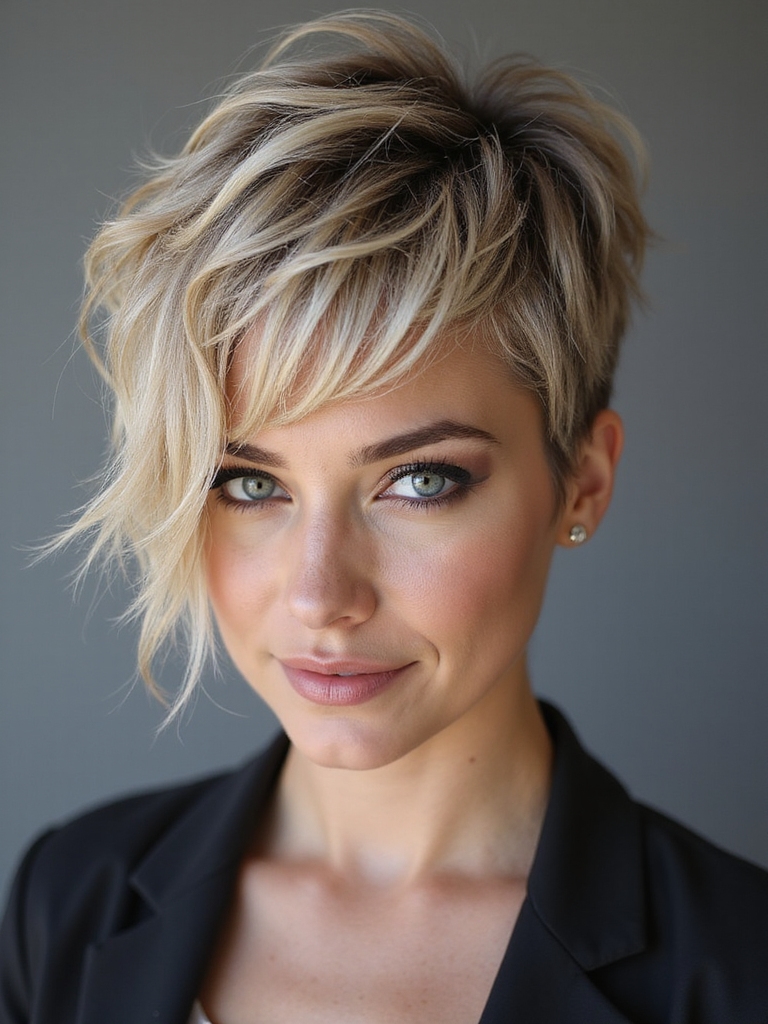 choppy textured pixie shag