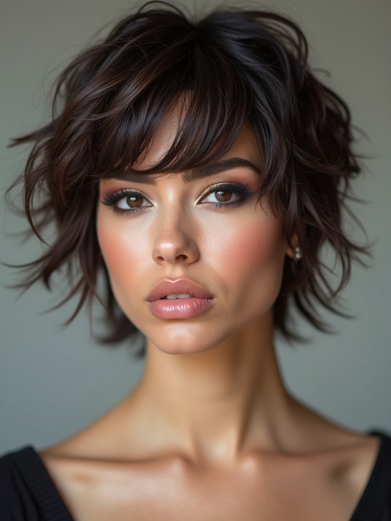 choppy tousled textured shag