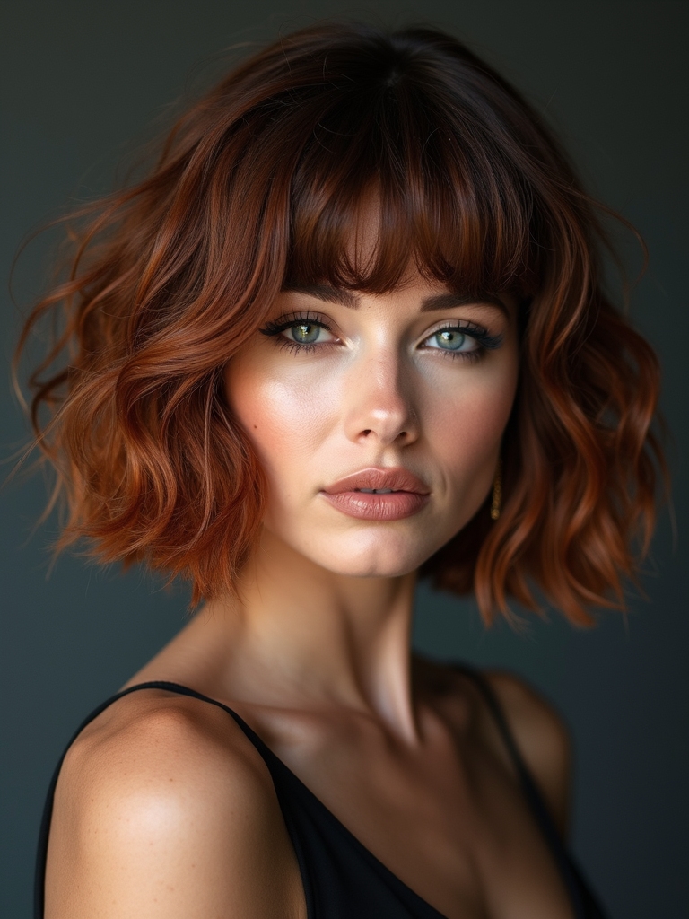 chunky layered dramatic side bangs
